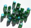 25 8mm Matte Emerald AB Glass Shell Beads